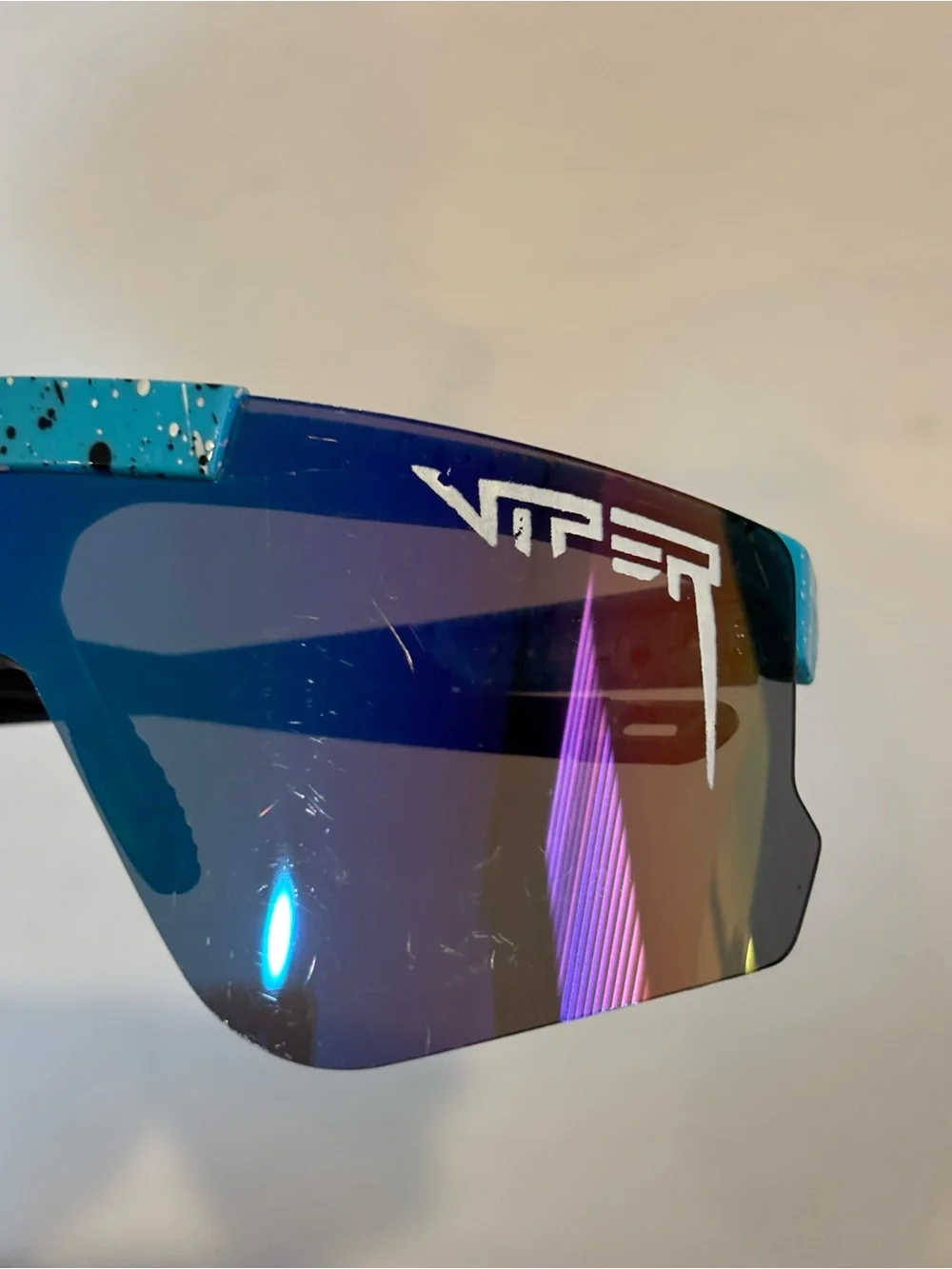 Pit Viper Men’s Blue Speckle Shield Sunglasses - Mirrored Lens